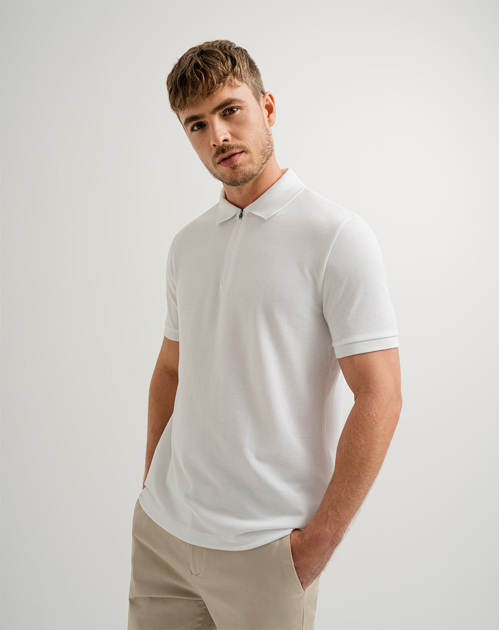 Polo regular algodón blanca hombre
