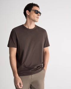 Camiseta regular algodón café hombre