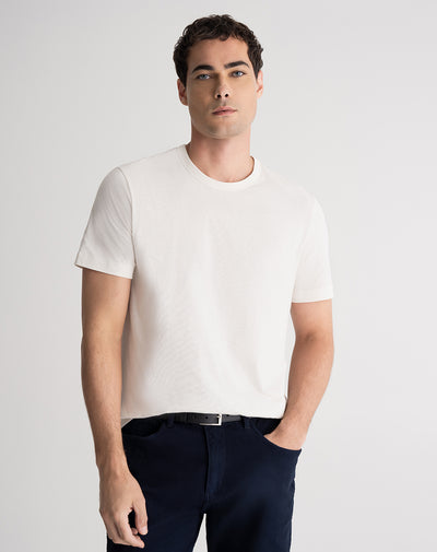 Camiseta regular algodón crema hombre