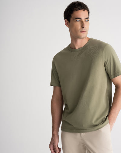 Camiseta algodón regular fit verde hombre