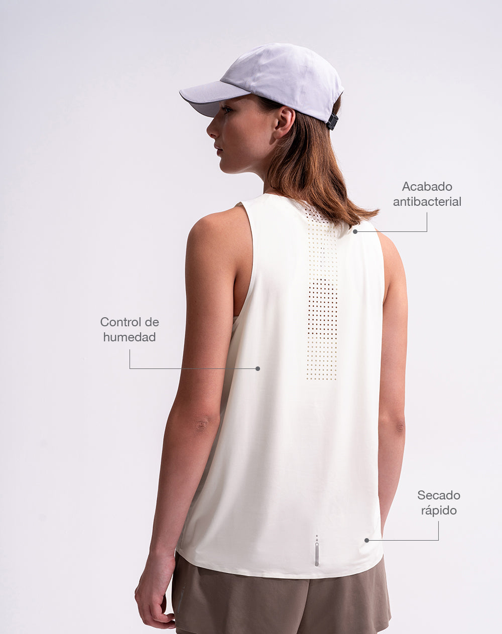 Camiseta esqueleto deportiva control humedad habano mujer