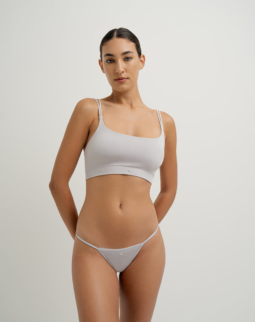 Top soporte alto seamless cargaderas dobles plateado