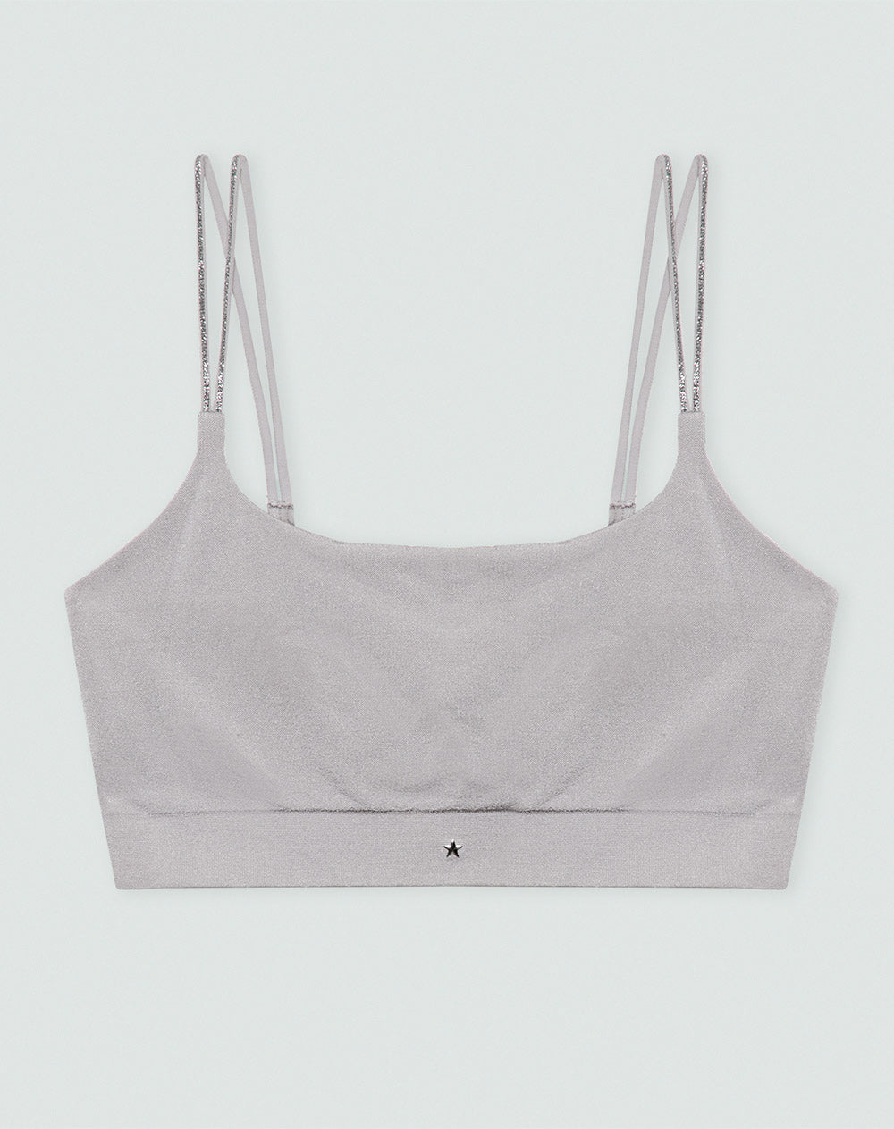 Top soporte alto seamless cargaderas dobles plateado