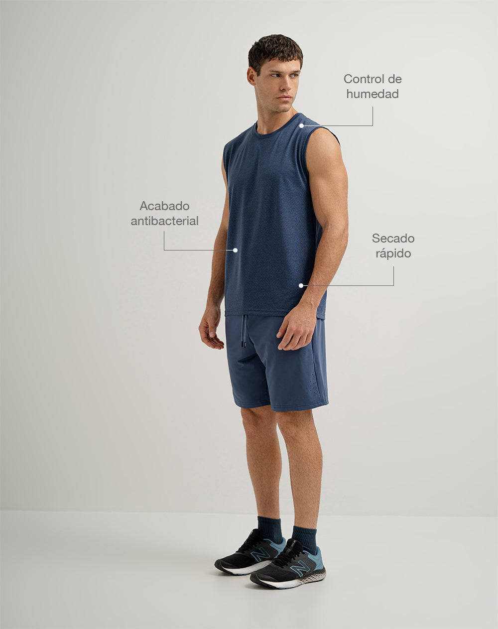 Camisilla deportiva control humedad azul hombre