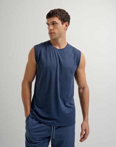 Camisilla deportiva hombre control humedad azul