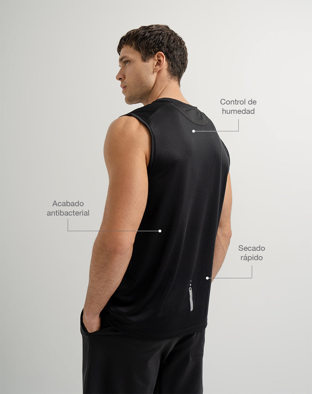 Camisilla deportiva control humedad negra hombre