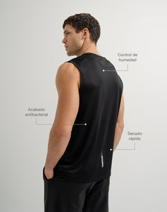 Camisilla deportiva control humedad negra hombre