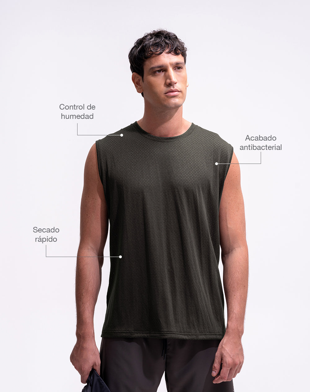 Camisilla deportiva control humedad verde hombre