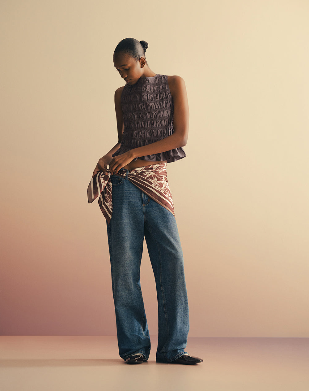 Jean recto tiro alto índigo medio mujer