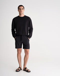 Bermuda algodón regular negra hombre