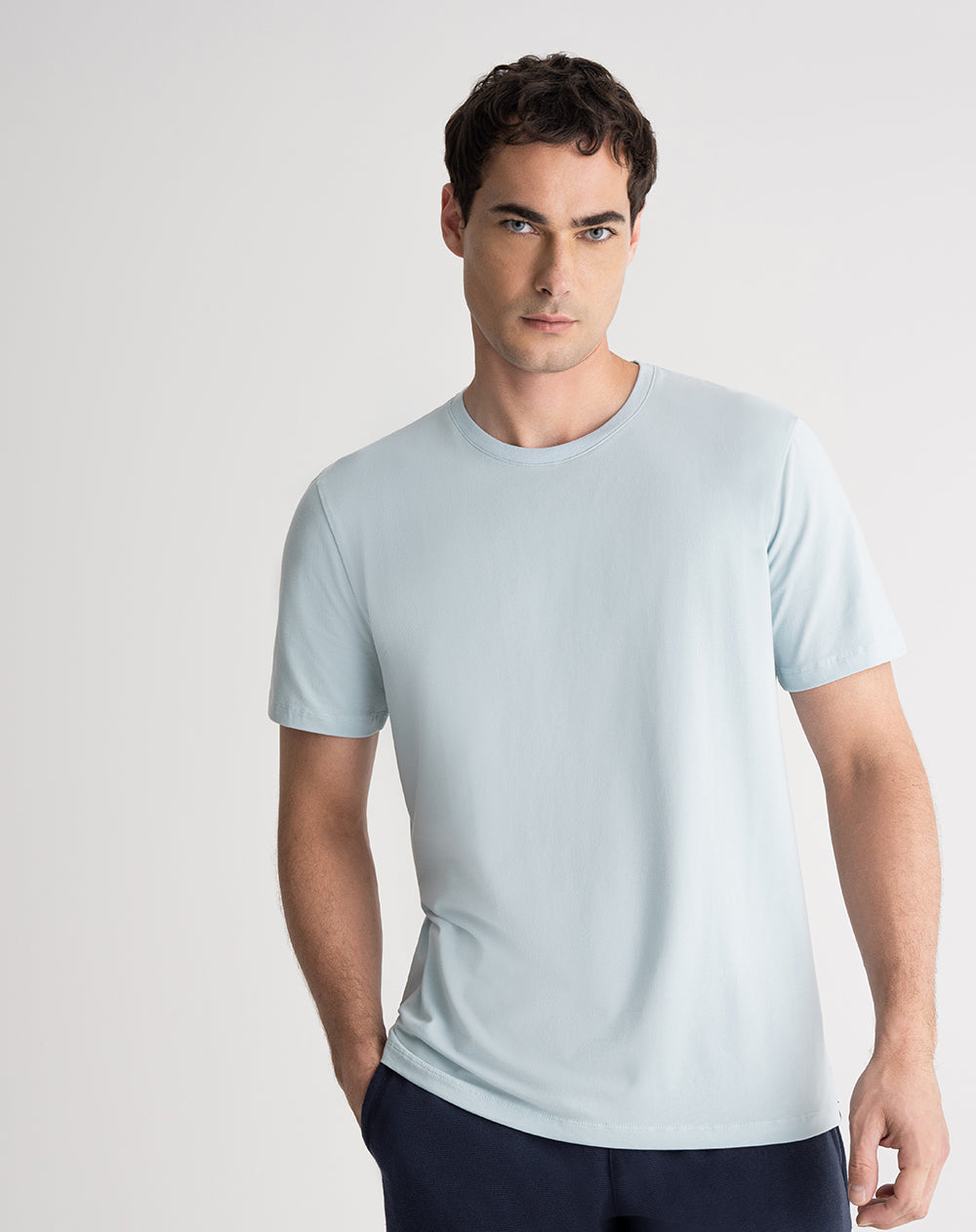 Camiseta de pijama hombre algodón pima azul