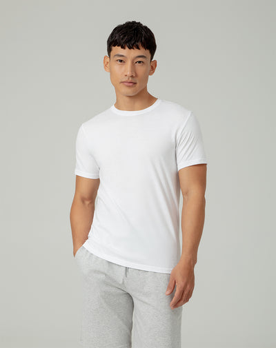 Camiseta de pijama hombre algodón pima blanca