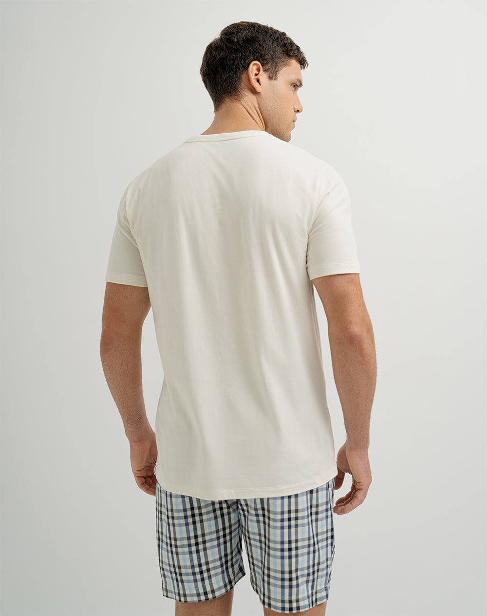 Camiseta de pijama hombre algodón pima crema