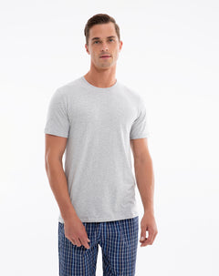 Camiseta de pijama hombre algodón pima gris clara