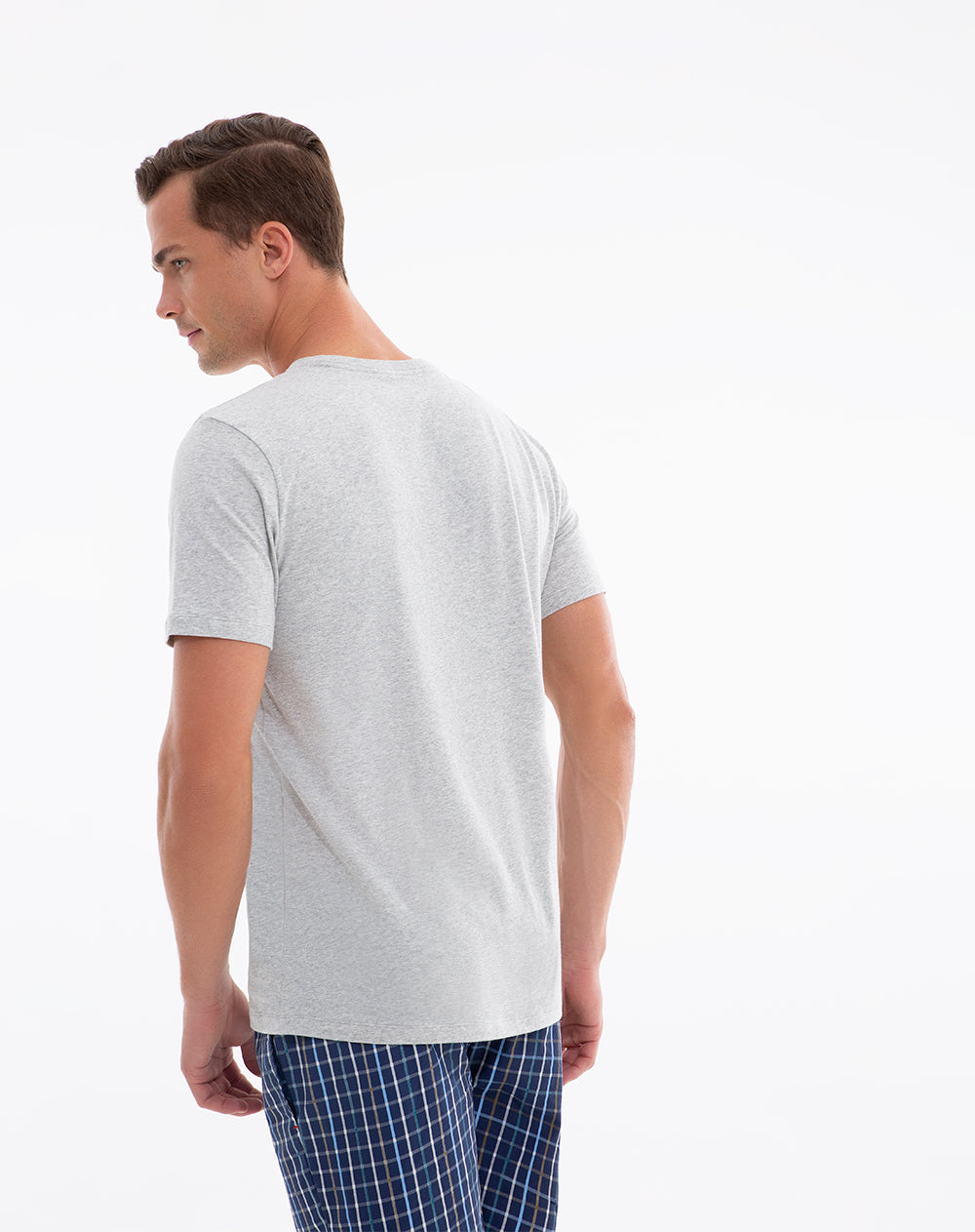 Camiseta de pijama hombre algodón pima gris clara
