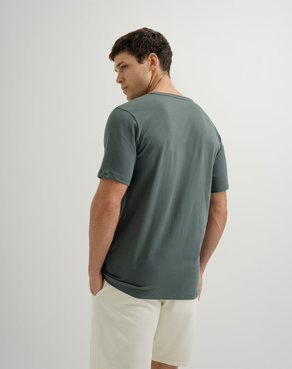 Camiseta de pijama hombre algodón pima verde oscura