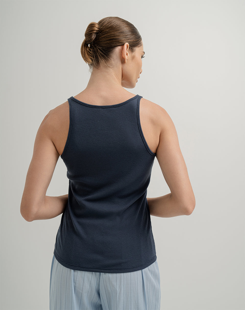 Camiseta esqueleto de pijama mujer algodón azul oscura