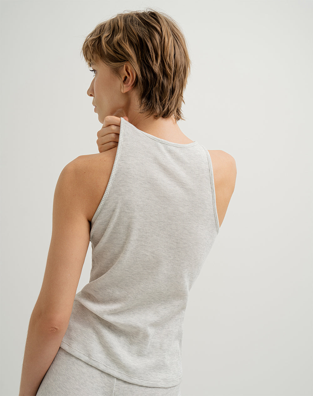 Camiseta esquelerto de pijama mujer gris claro