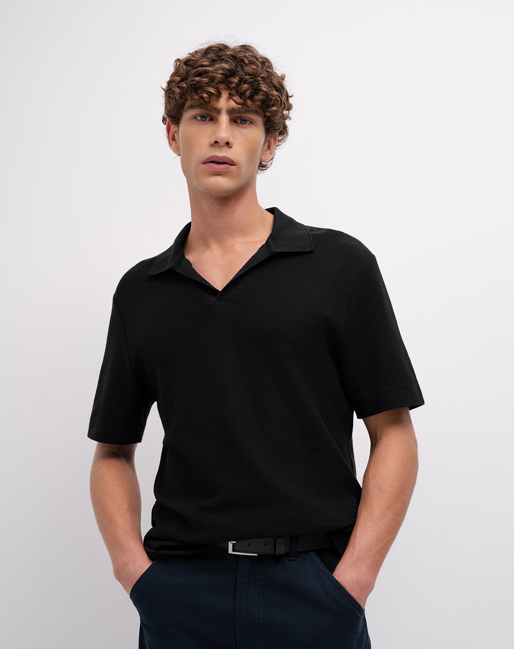 Polo regular algodón negra hombre