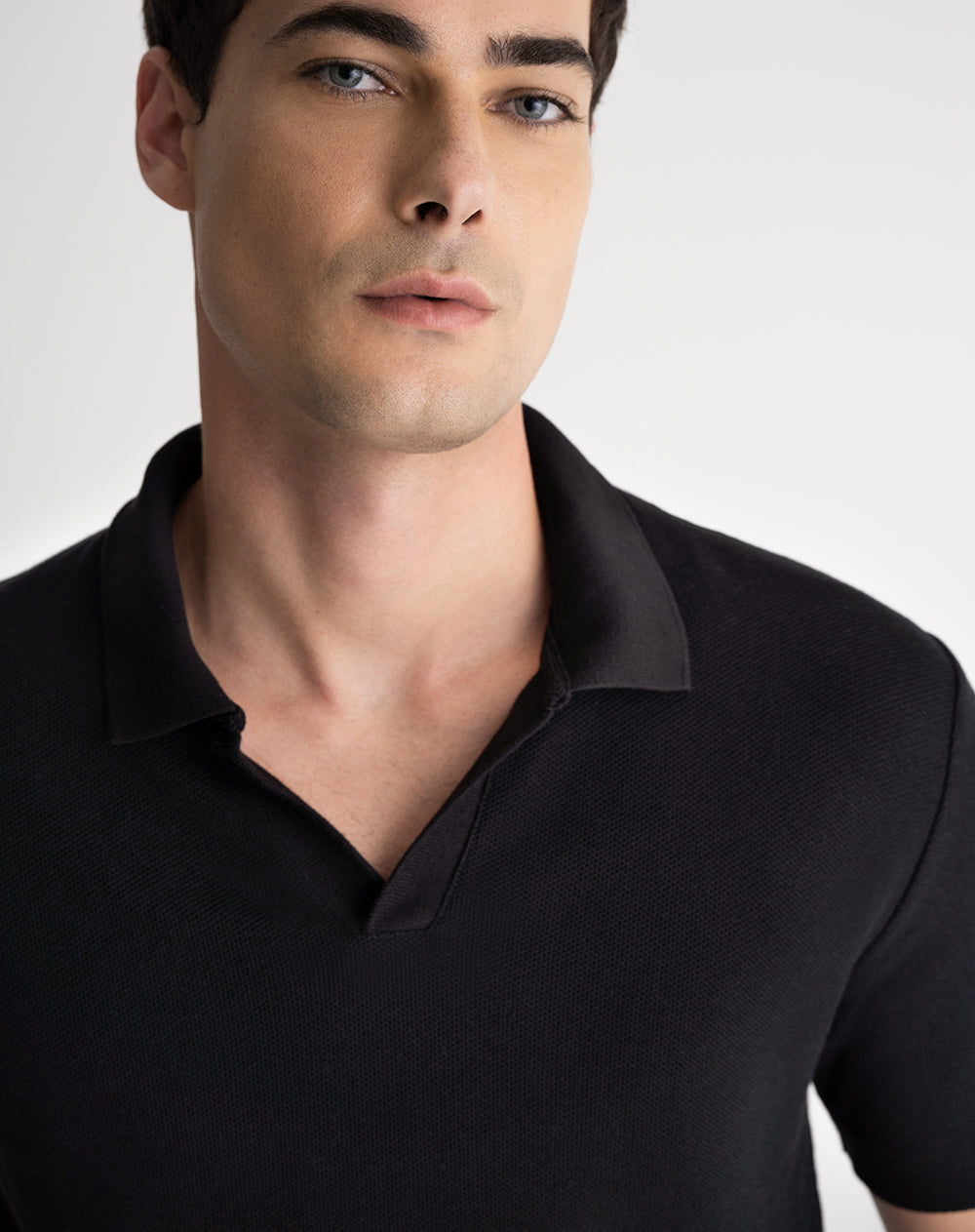 Polo regular fit algodón negra hombre