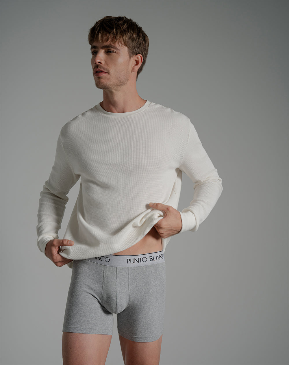 Bóxer medio panel amplio gris