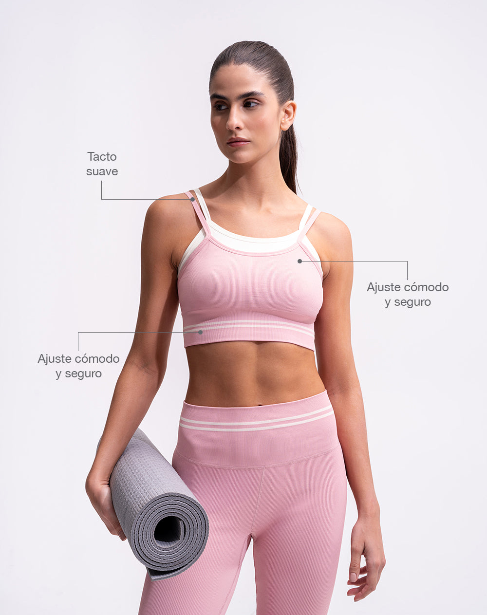 Top en tiras delgadas soporte medio rosado