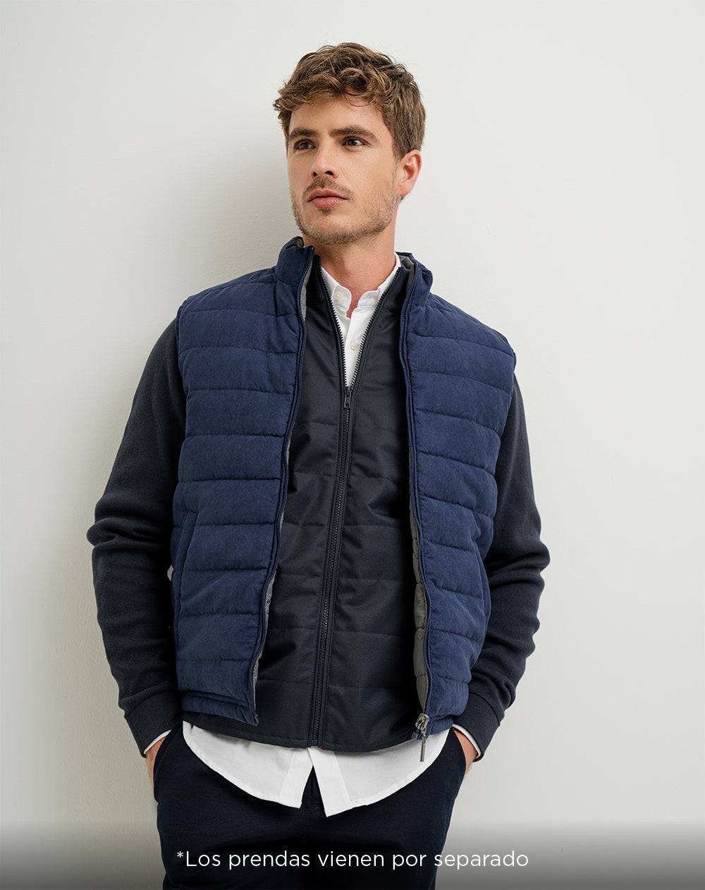 Chaleco acolchado regular azul hombre