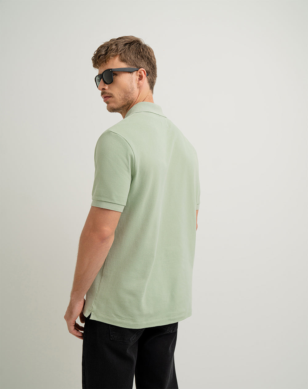 Polo regular algodón verde hombre