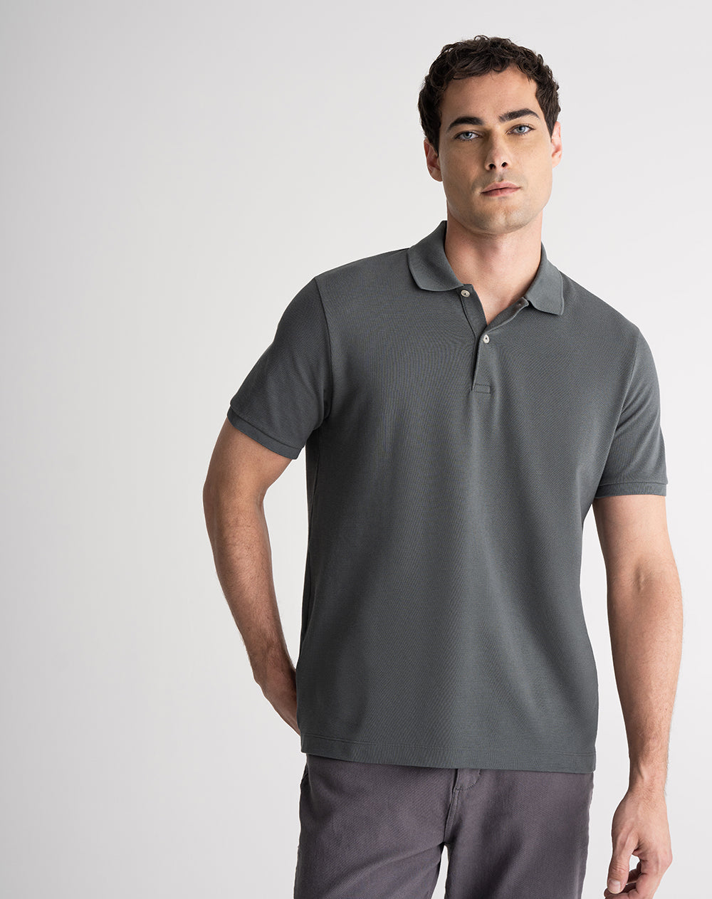 Polo regular algodón verde hombre