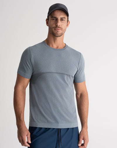 Camiseta deportiva hombre antibacterial azul