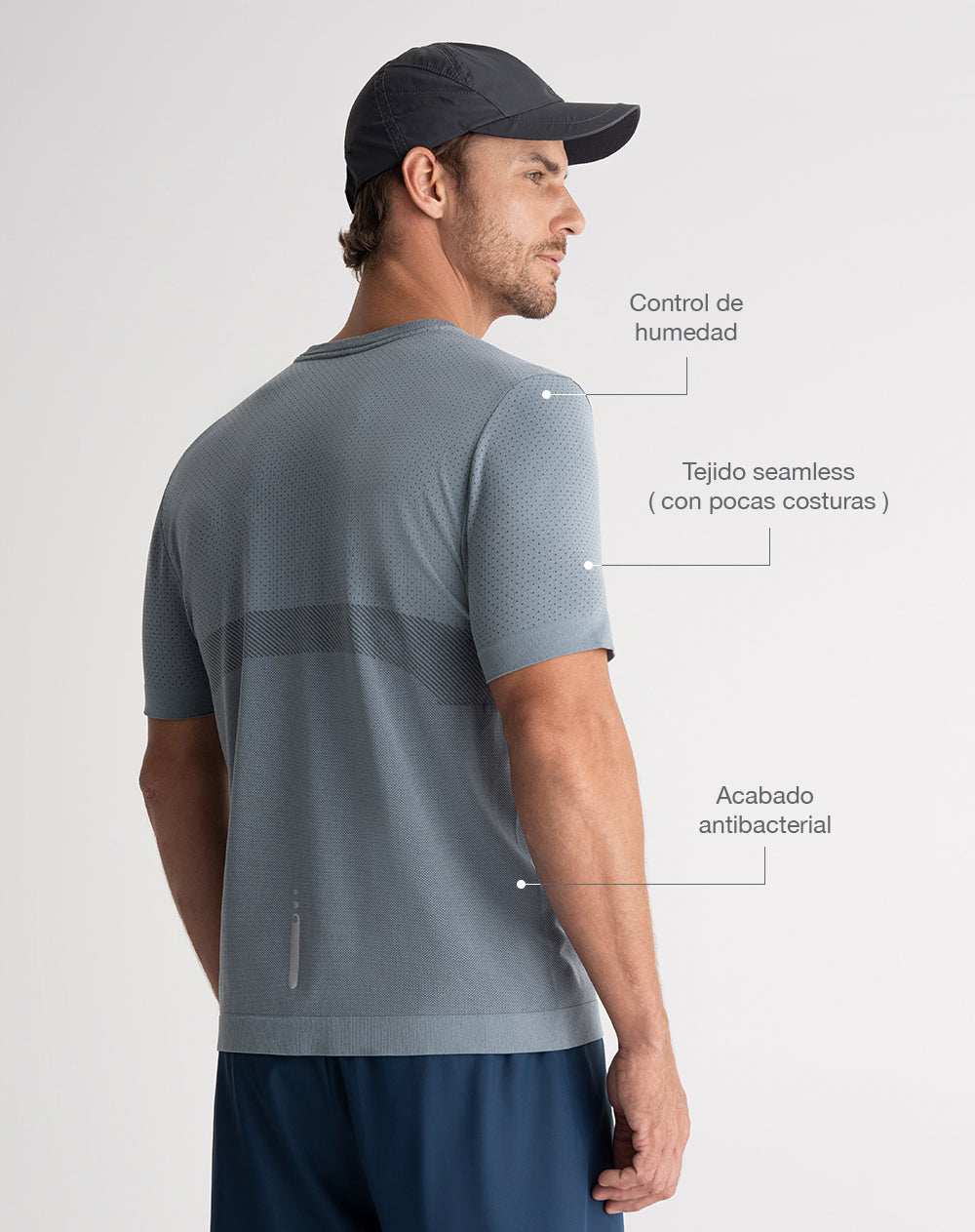 Camiseta deportiva antibacterial azul hombre