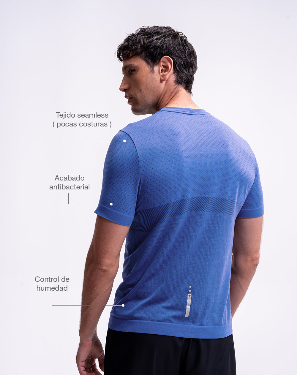 Camiseta deportiva antibacterial azul hombre