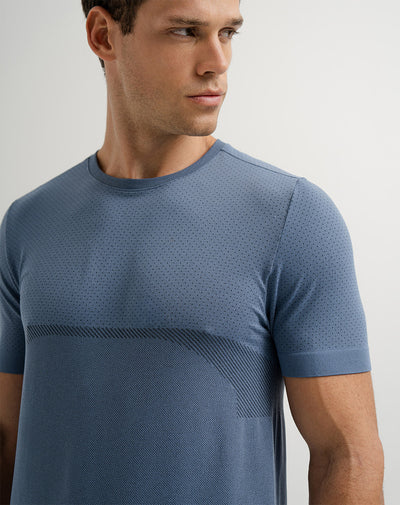 Camiseta deportiva hombre antibacterial azul