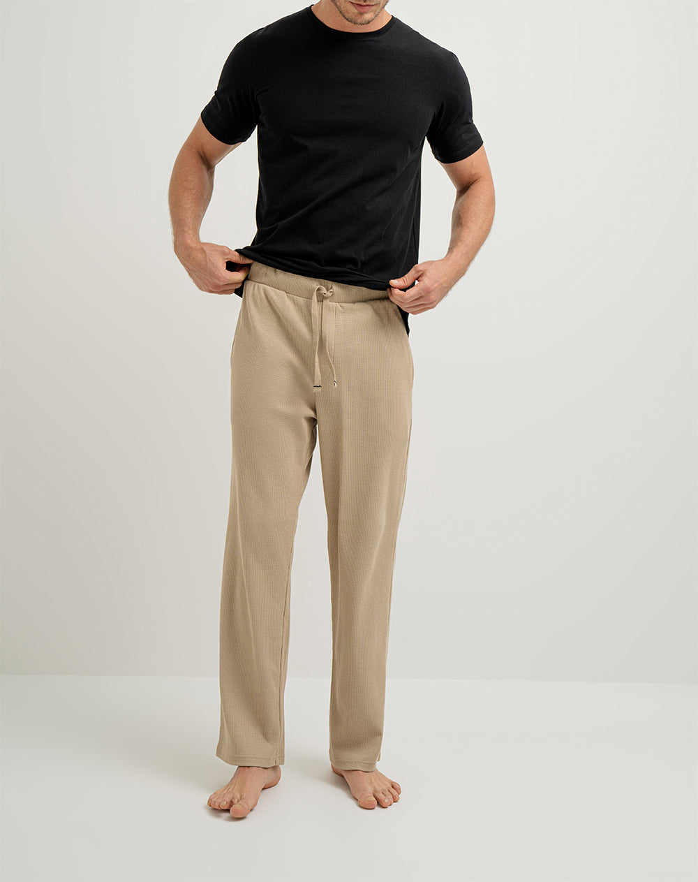 Pantalón regular algodón café hombre
