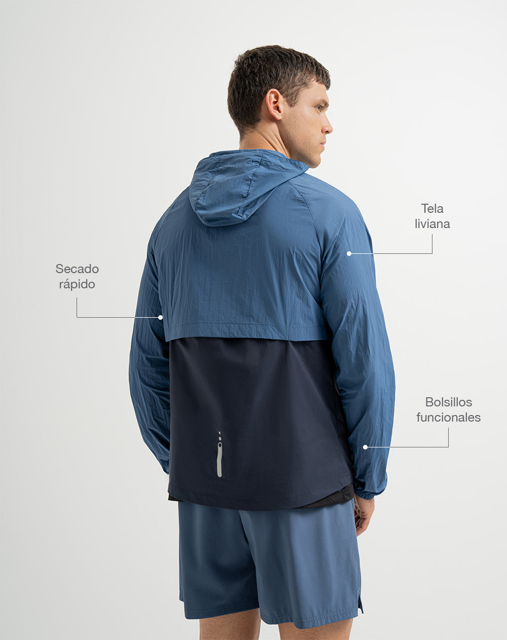 Chaqueta rompevientos azul hombre