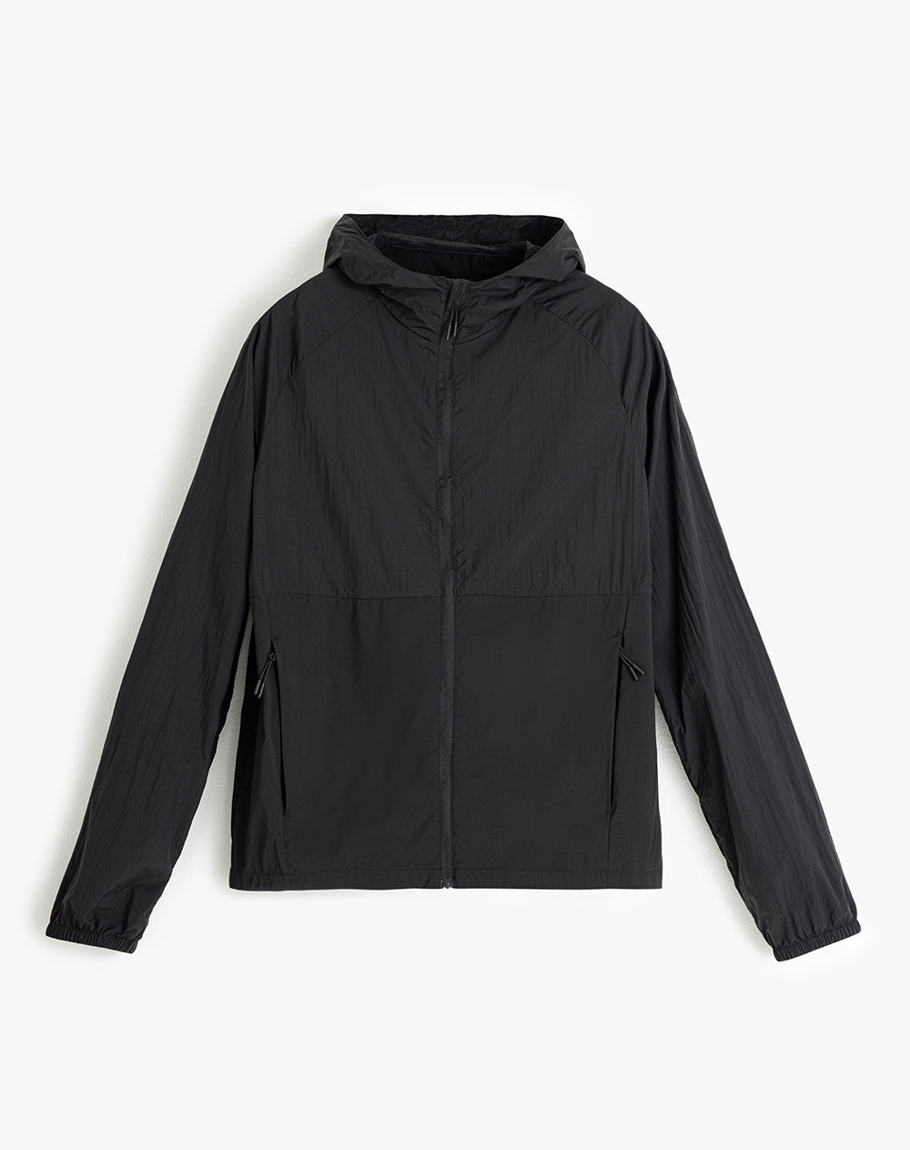 Chaqueta rompevientos con capucha negro hombre