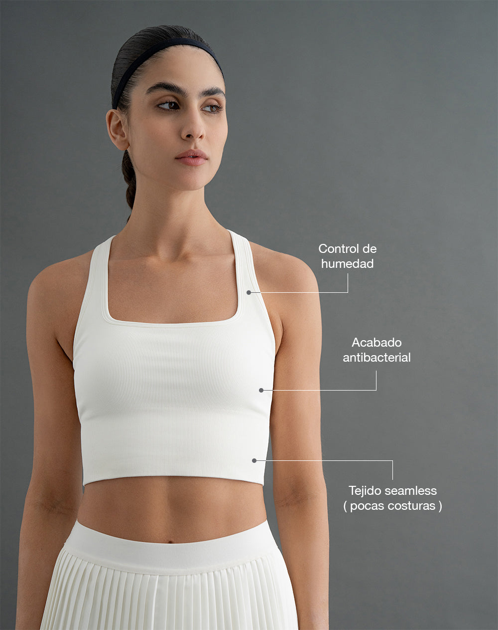 Crop top deportivo soporte alto seamless antibacterial habano