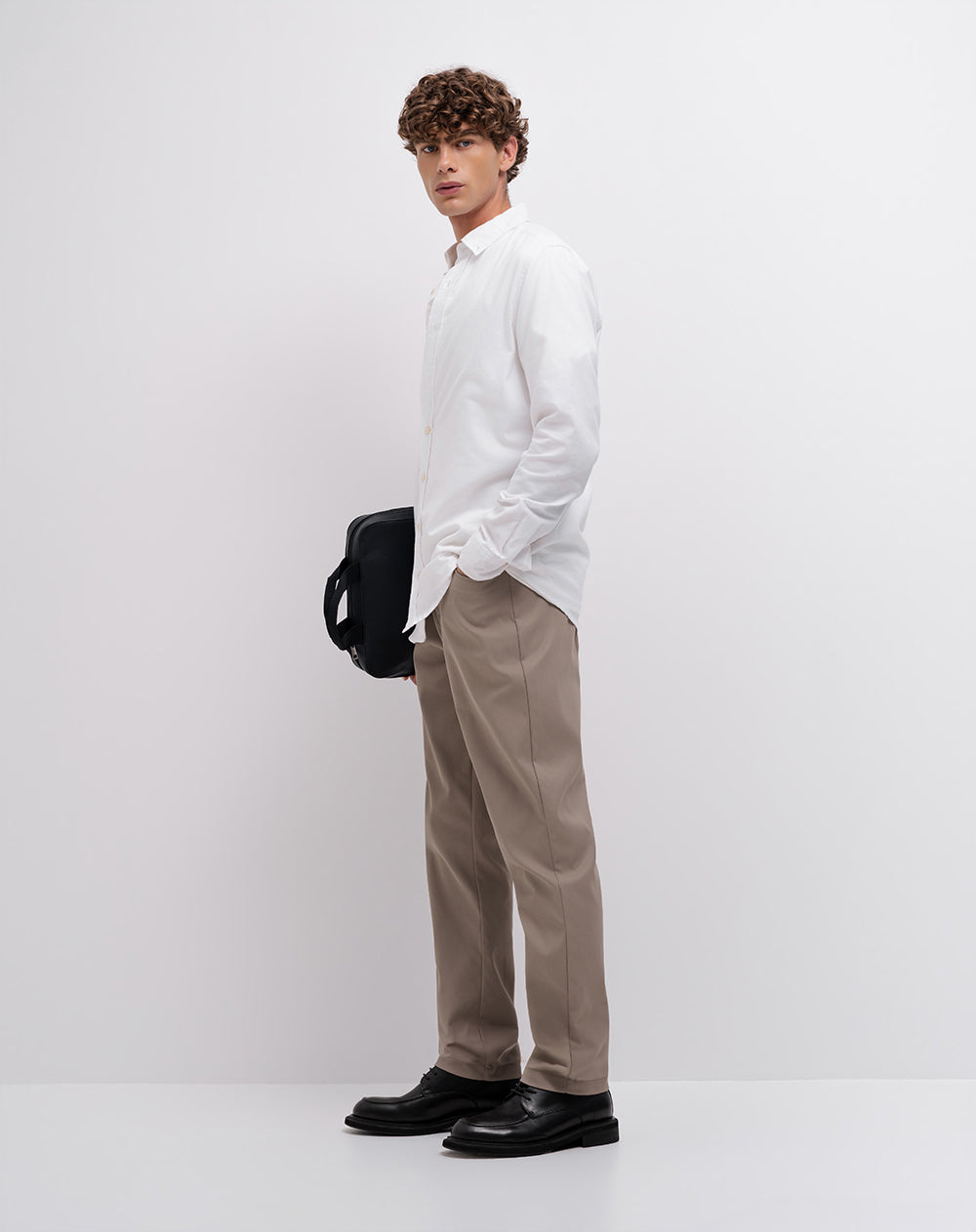 Camisa manga larga slim algodón blanca hombre