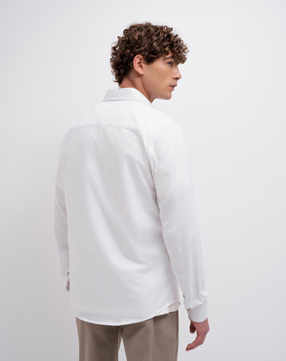 Camisa manga larga slim algodón blanca hombre