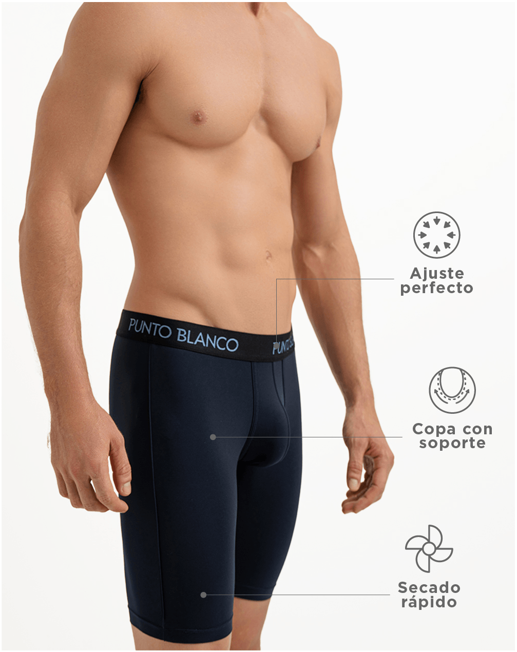 Bóxer deportivo largo microfibra azul
