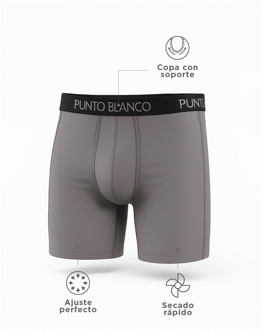 Bóxer deportivo largo microfibra gris