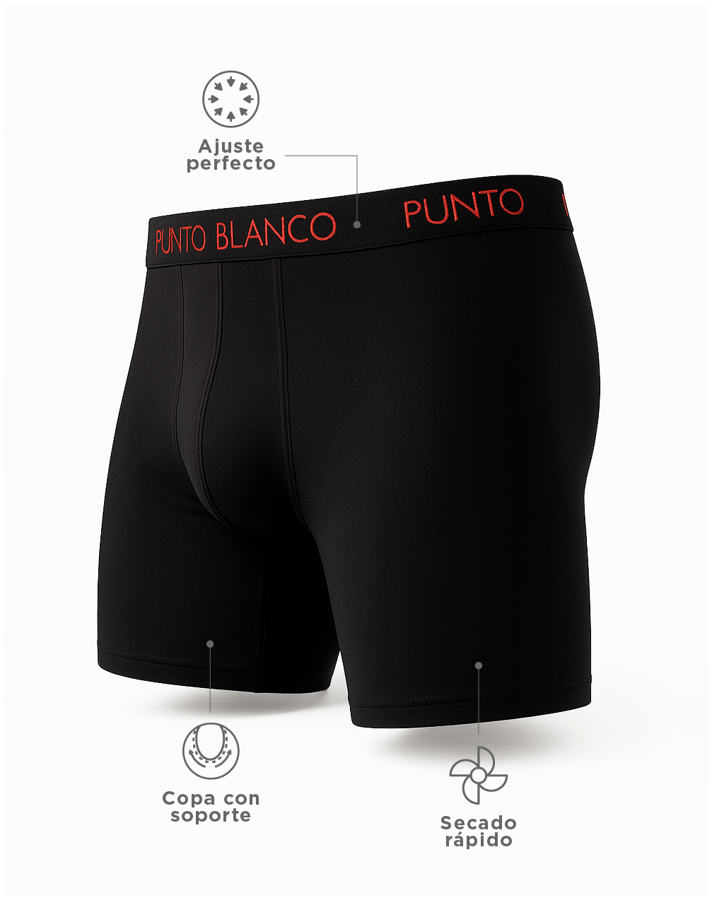 Bóxer deportivo largo microfibra negro