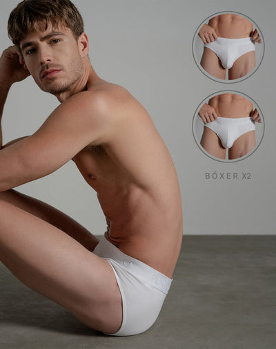 Bóxer brief algodón panel anatómico x2unds blanco