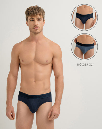 Bóxer brief algodón panel anatómico x2unds surtido
