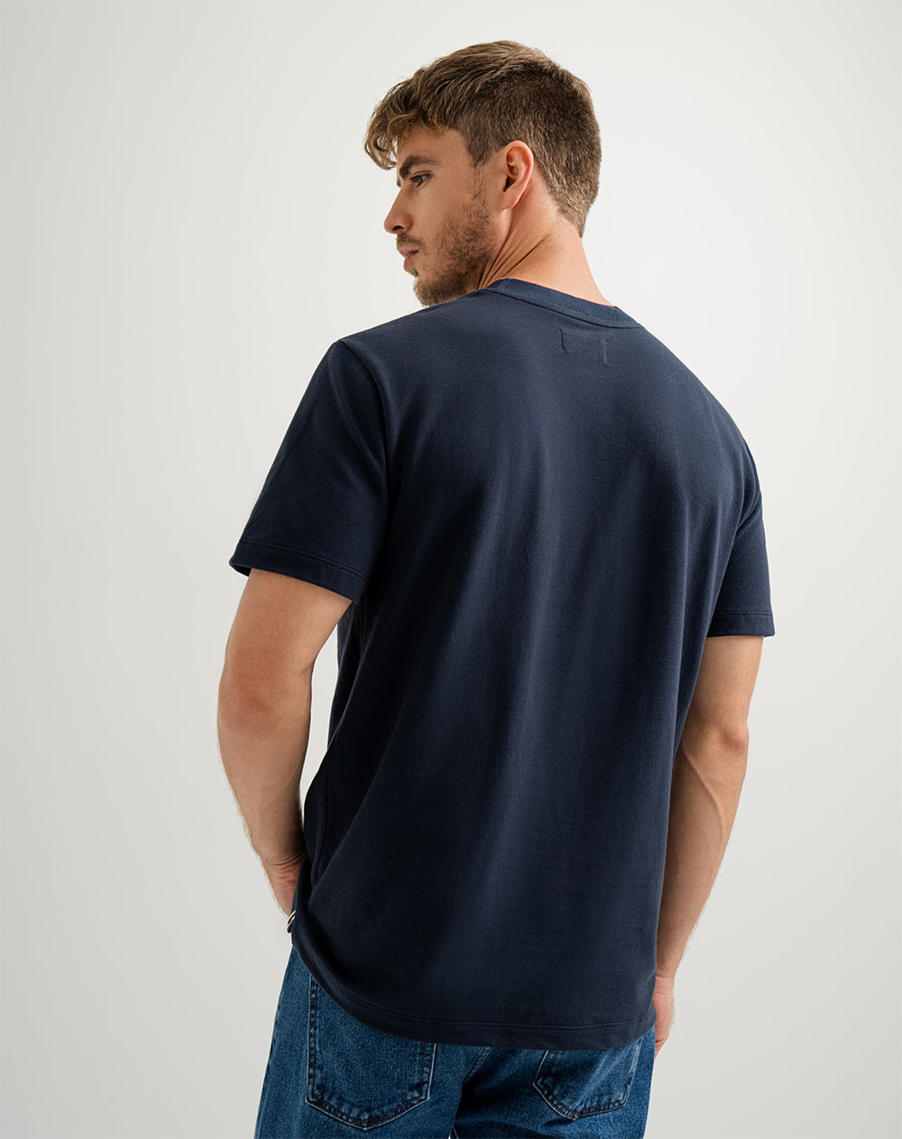 Camiseta regular algodón azul hombre