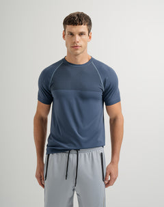 Camiseta deportiva hombre antibacterial azul