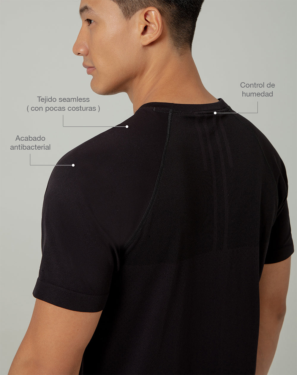 Camiseta deportiva control humedad negra hombre