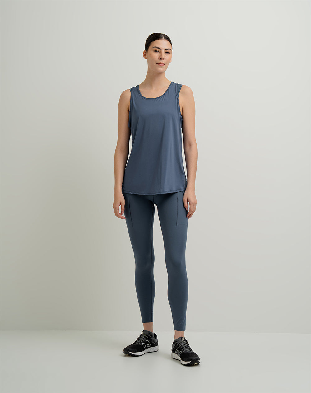 Legging deportivo control abdomen azul mujer