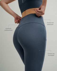 Legging deportivo control abdomen azul mujer