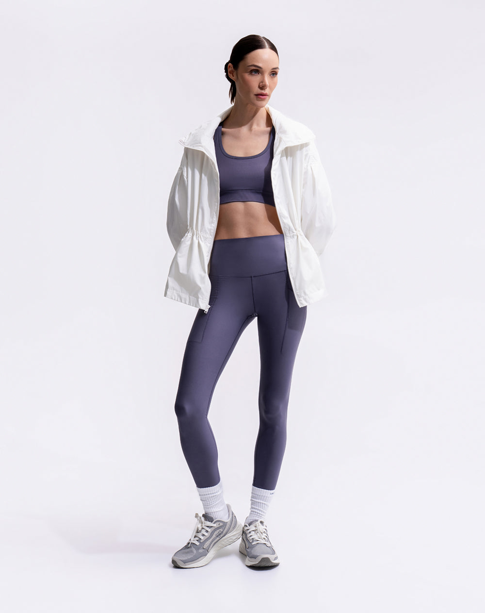 Legging deportivo control abdomen morado mujer